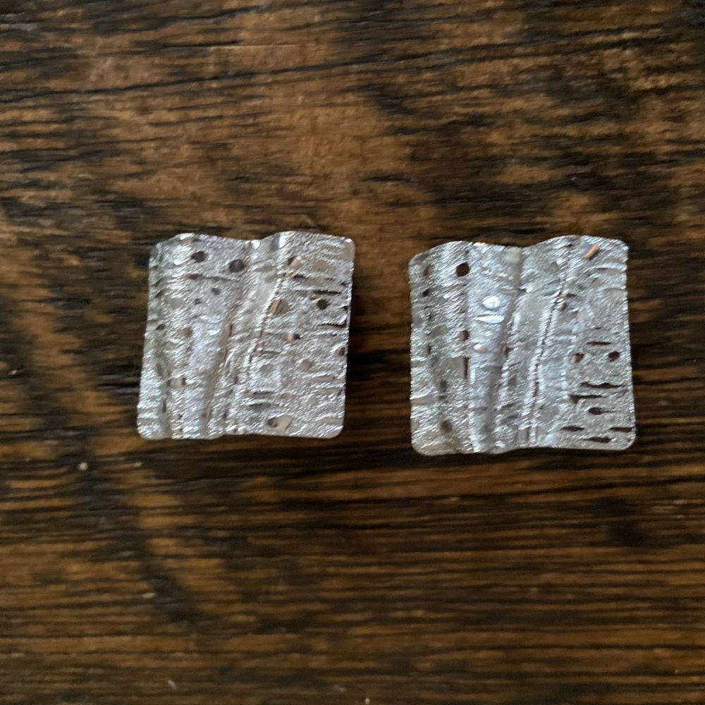Silver Textured Earrings
